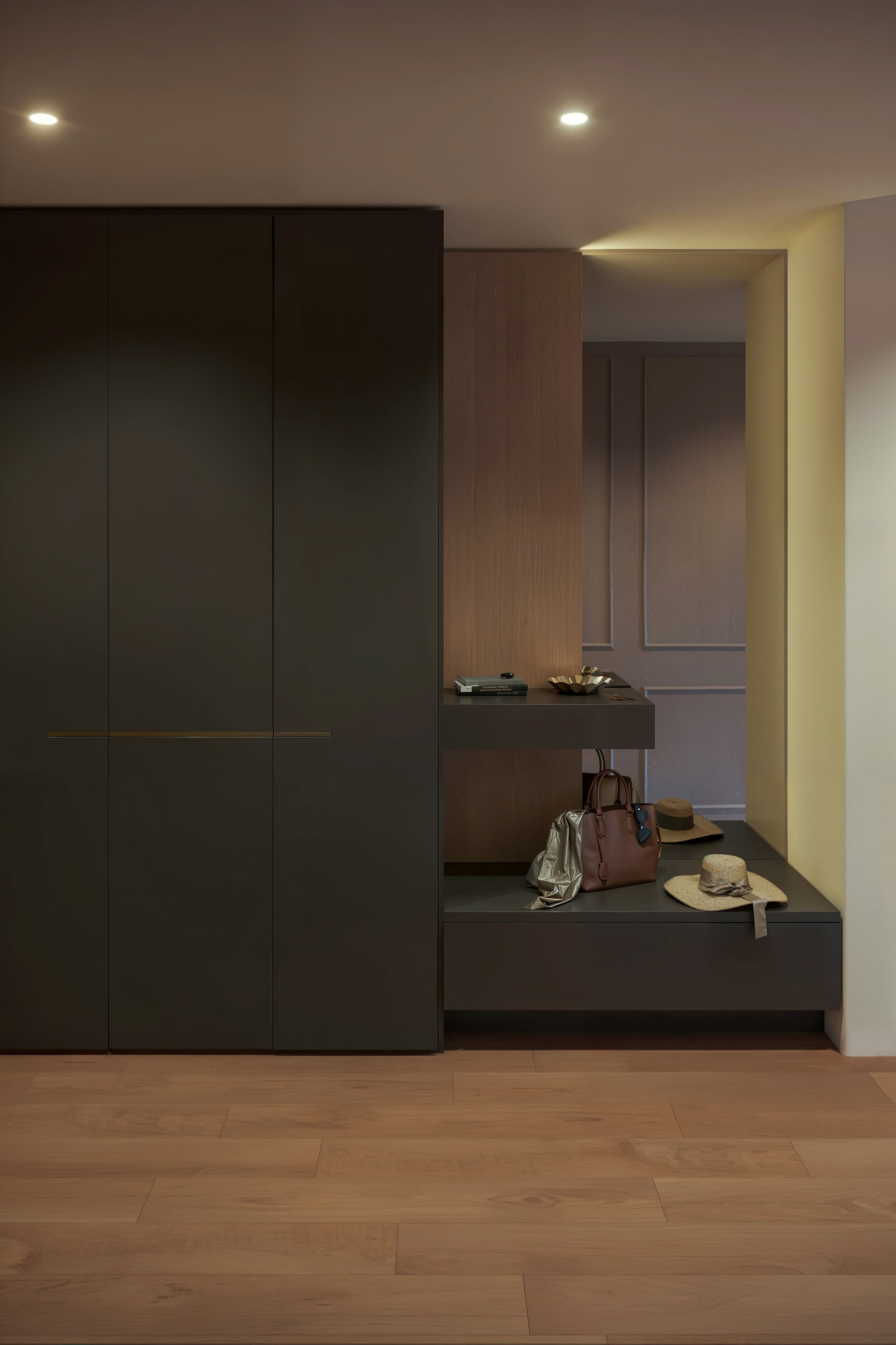 Penthouse in Lugano - Bedroom and Entrance hall — view 7