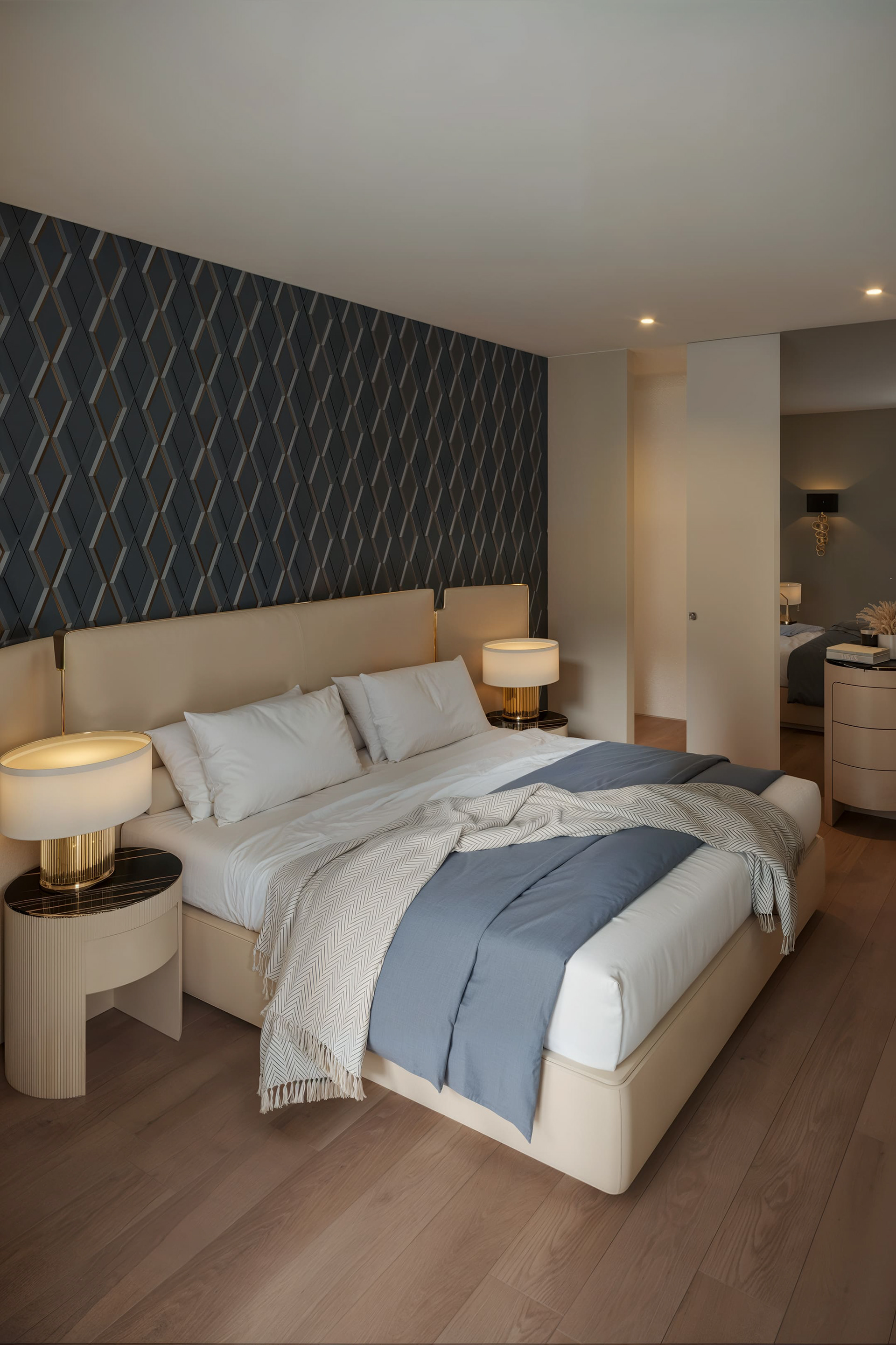 Penthouse in Lugano - Bedroom and Entrance hall — view 3