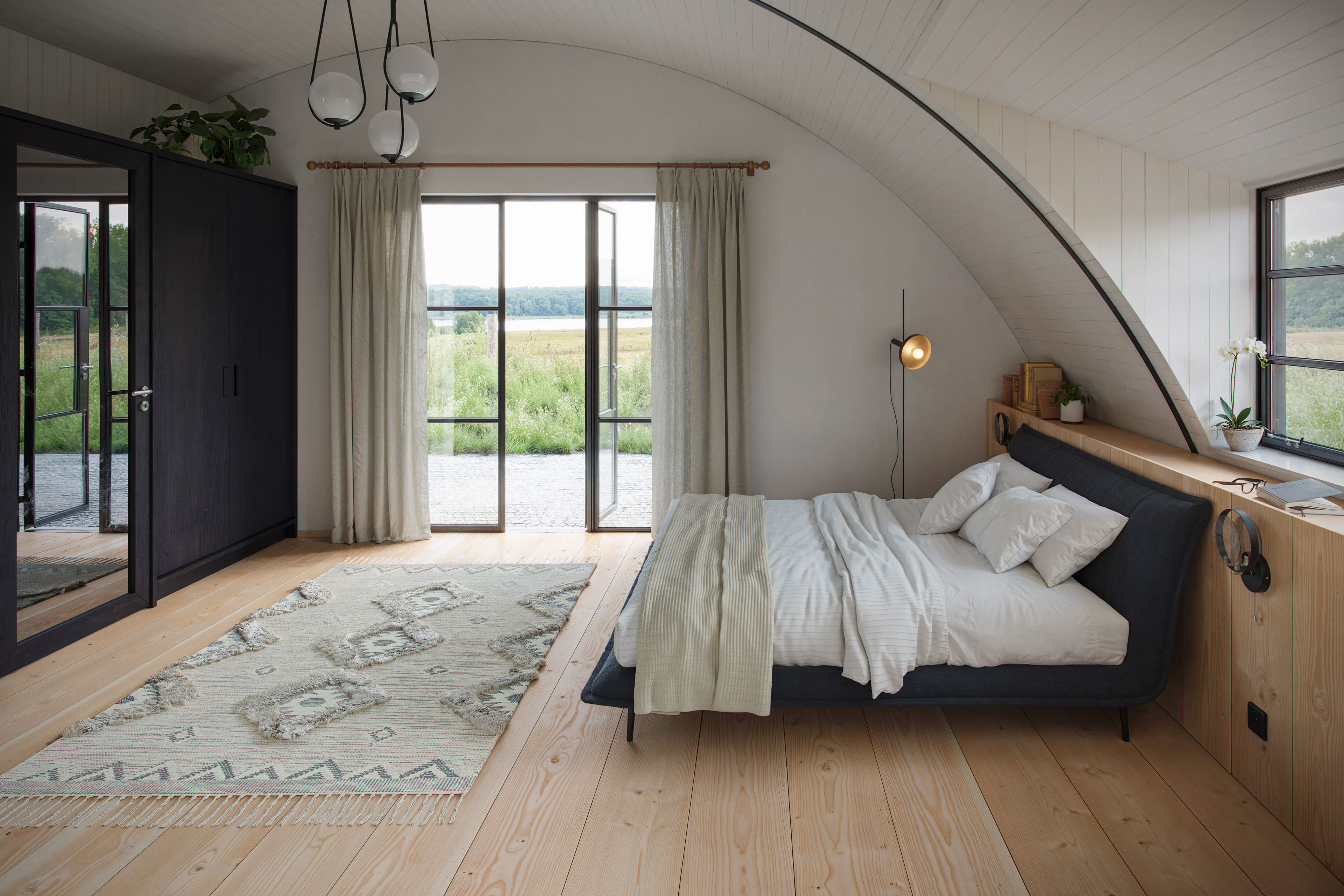 Nissen hut conversion - Bedroom and En-suite — view 1